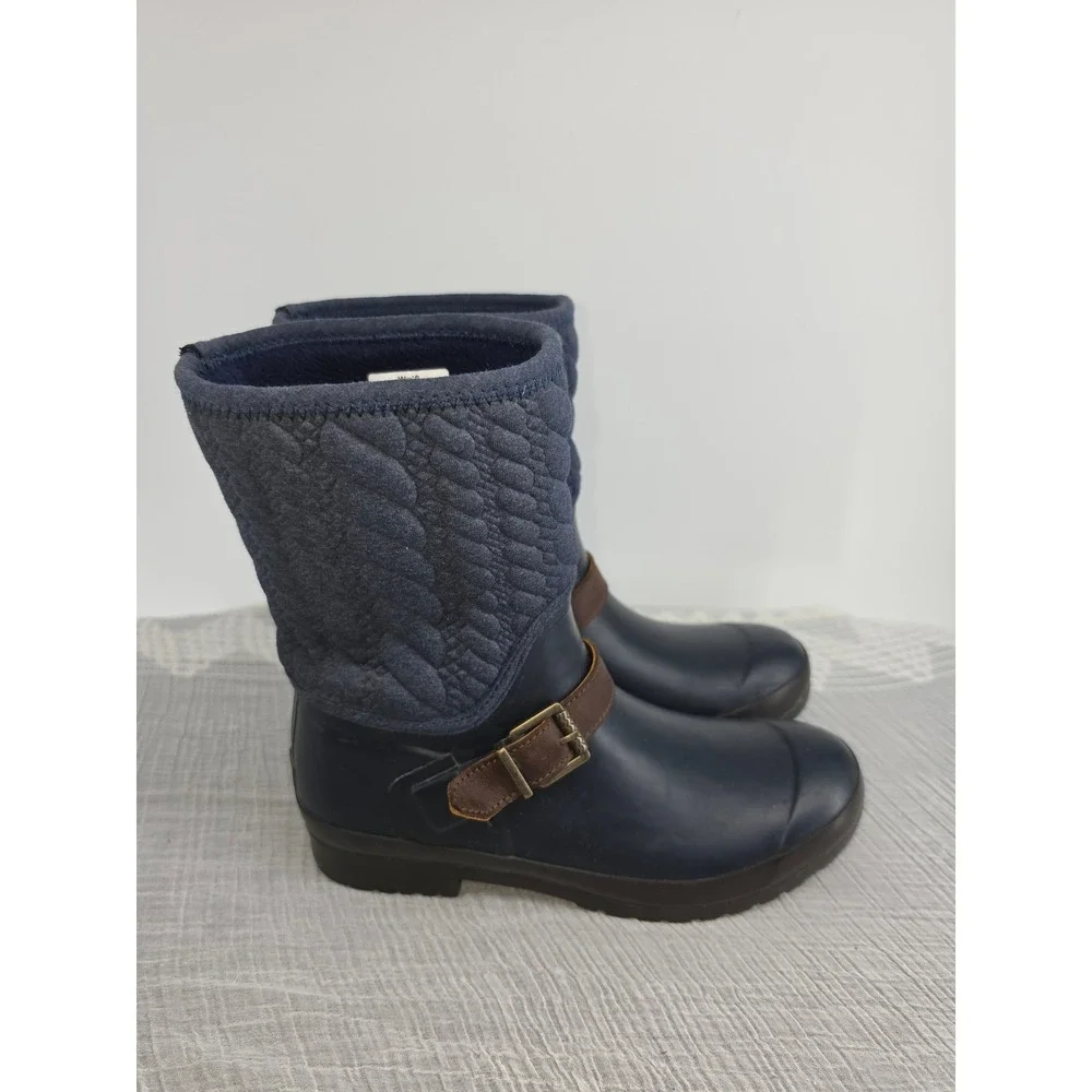 Sperry Top-Sider Saltwater Navy Blue Quilted Waterproof Rain Boots STS95942 9